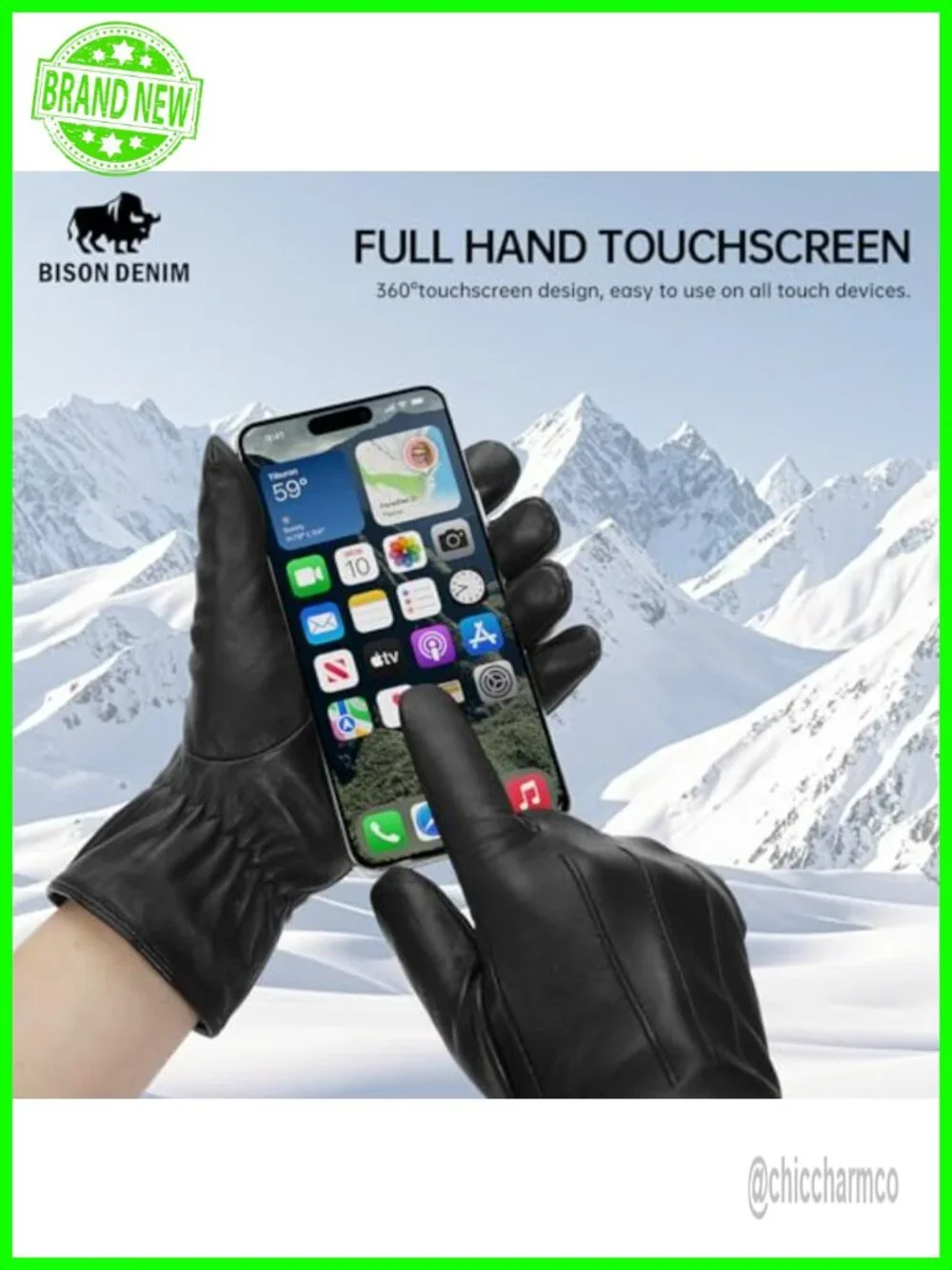 Genuine Sheepskin Leather Cashmere Lined Touchscreen Winter Gloves